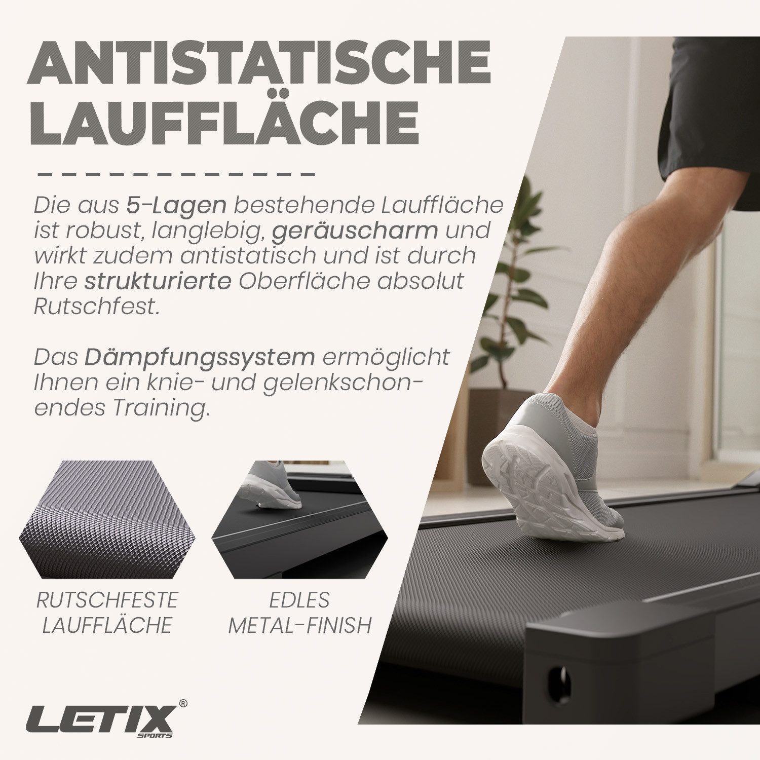 Letix Sports Laufband DeskWalk Motorisiertes Fitnessgerät (mit LCD-Display, Schreibtisch Heimtrainer Elektrisch für zu Hause und Büro)