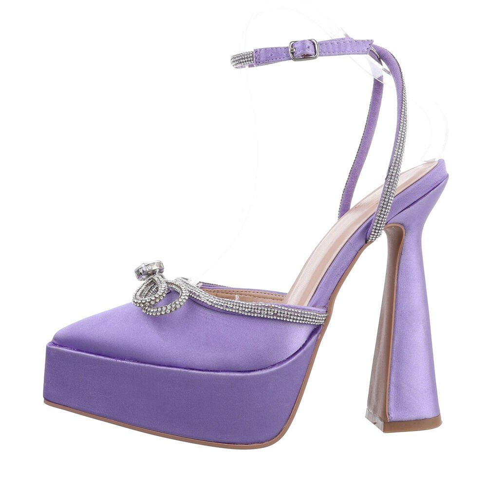 Ital-Design Damen Abendschuhe Party & Clubwear Plateaupumps Blockabsatz High Heel Туфли in Lila