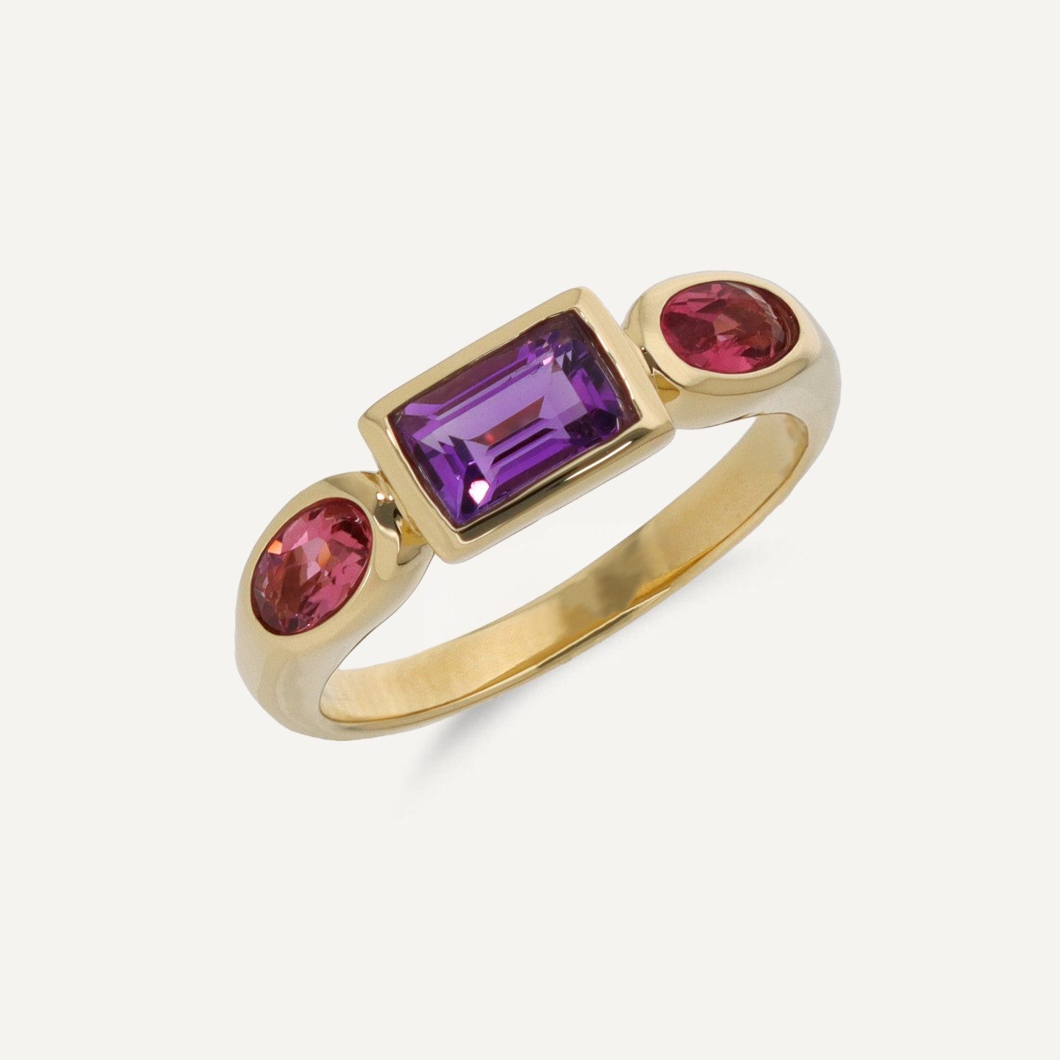 Sogni d'oro Goldring mit Turmalin und Amethyst, Gelbgold 375