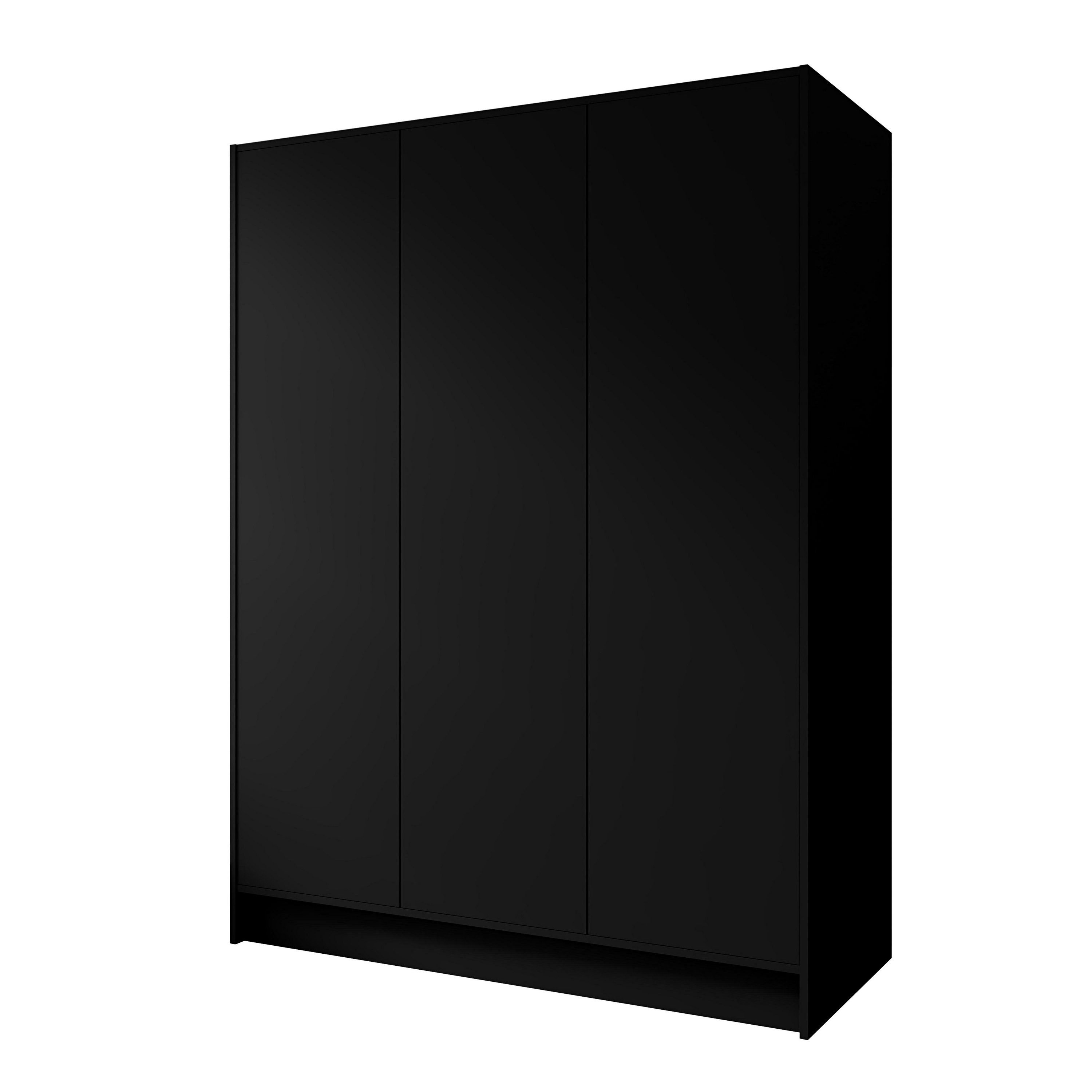 Masseno Drehtürenschrank VELAR 150 cm Kleiderschrank 3 Türen Schlafzimmerschrank Schwarz