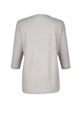 MIAMODA Rundhalsshirt T-Shirt AMORE Pailletten V-Ausschnitt 3/4-Ärmel