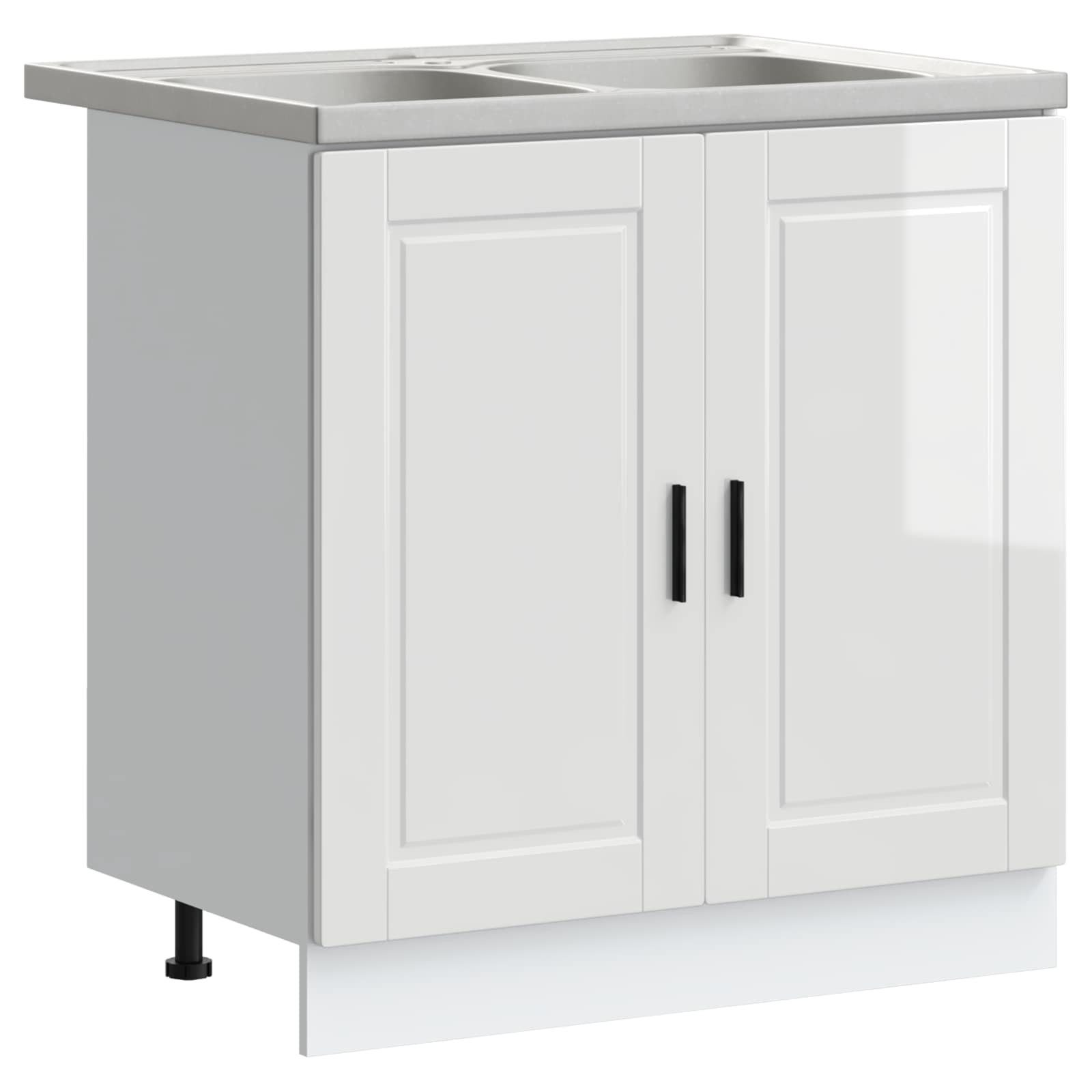 vidaXL Badezimmerspiegelschrank Waschbecken-Unterschrank Porto 2 stk. Weiß 80 x 46 x 81.5 cm (2-St)