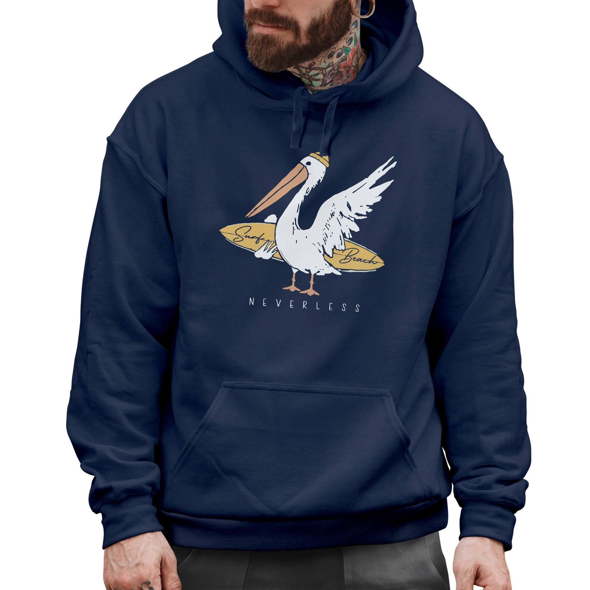 Neverless Hoodie Hoodie Herren Pelikan Print günstig online kaufen
