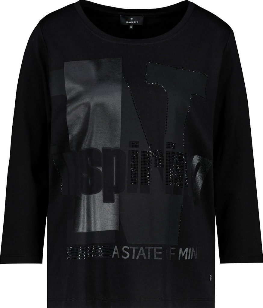 Monari T-Shirt Strass mit glänzendem Ton-in-Ton-Print günstig online kaufen