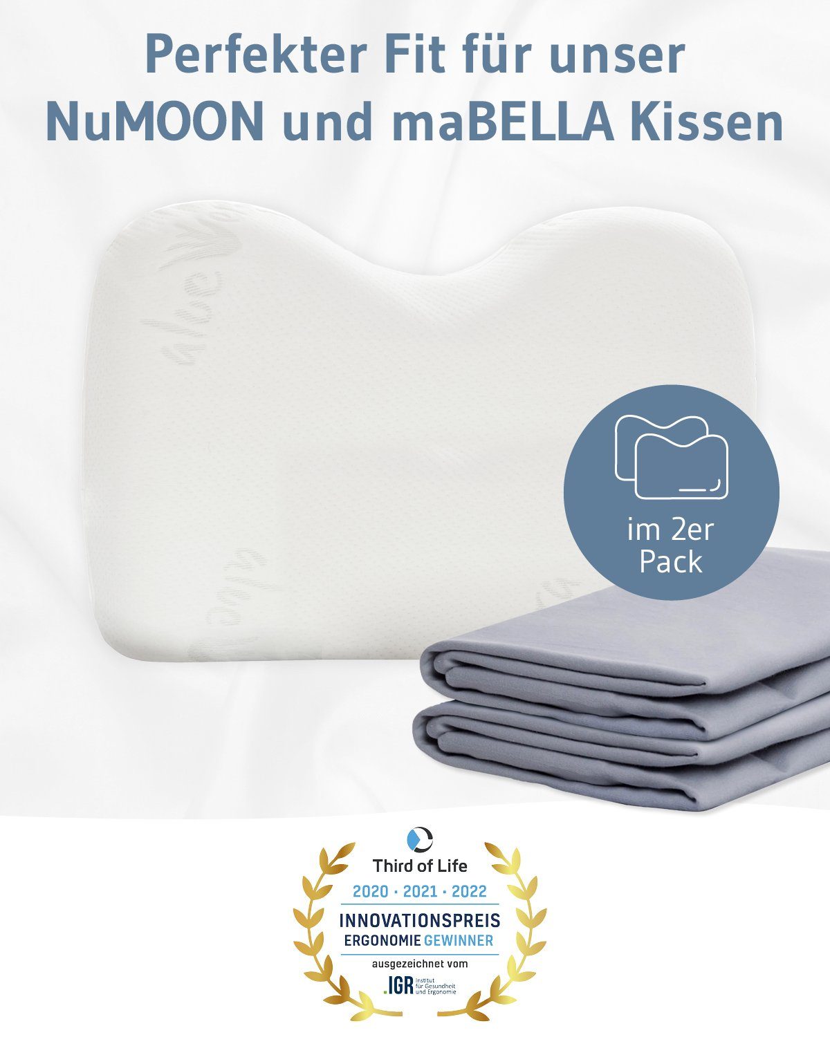 Third of Life Seitenschläferkissenbezug NuMOON/maBELLA Baumwoll-Kissenbezug günstig online kaufen