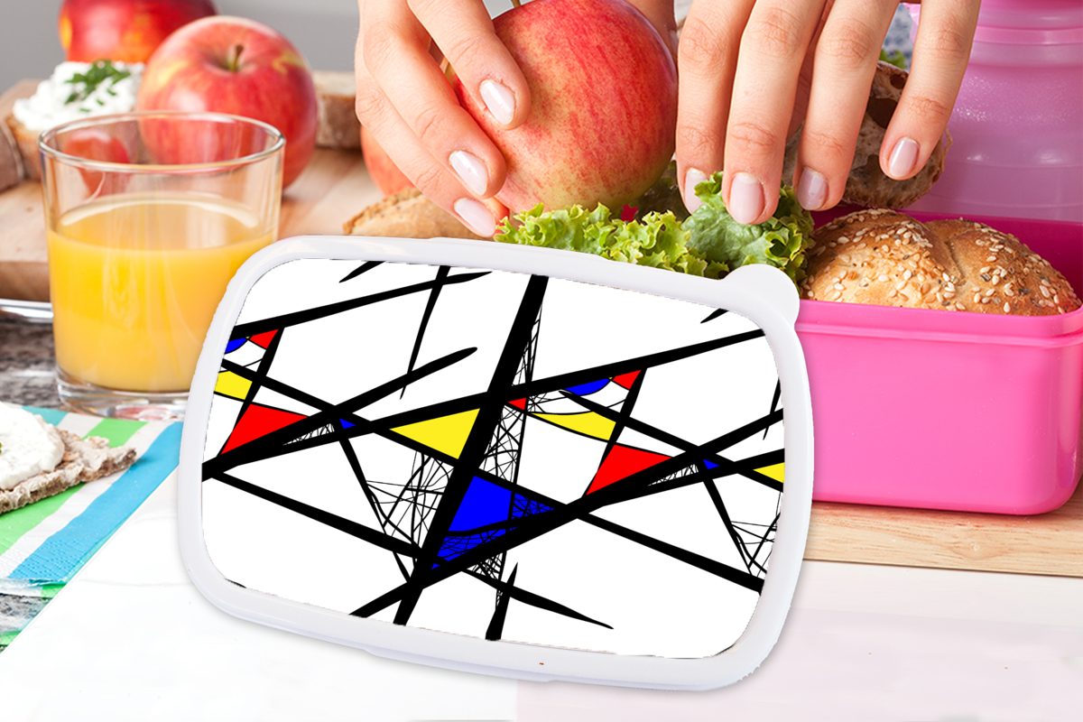Kunststoff Kinder, Brotdose für Kunst, Kunststoff, Muster (2-tlg), Snackbox, Brotbox Mädchen, - Erwachsene, rosa Abstrakt MuchoWow Lunchbox -