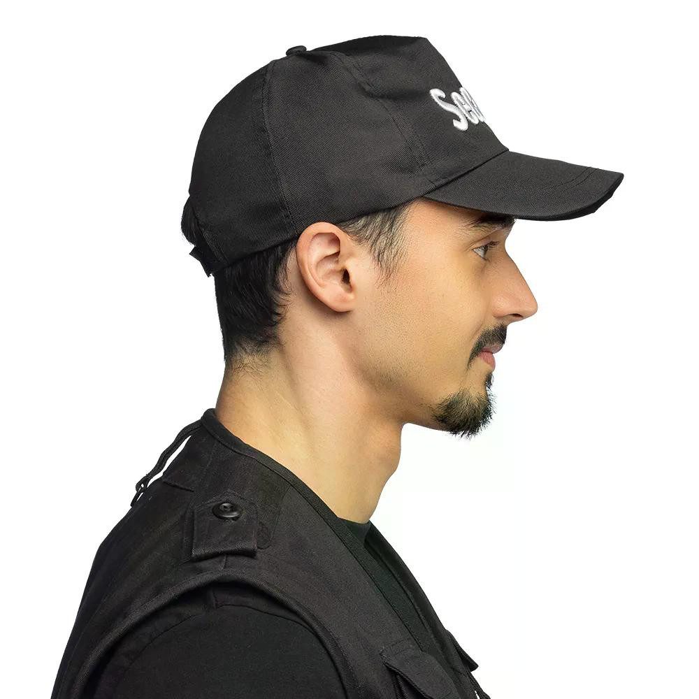 Boland Kostüm Mütze Security verstellbar schwarz Karneval-Kostümzubehör Uniform, Klassischer Cap mit Schriftzug Security