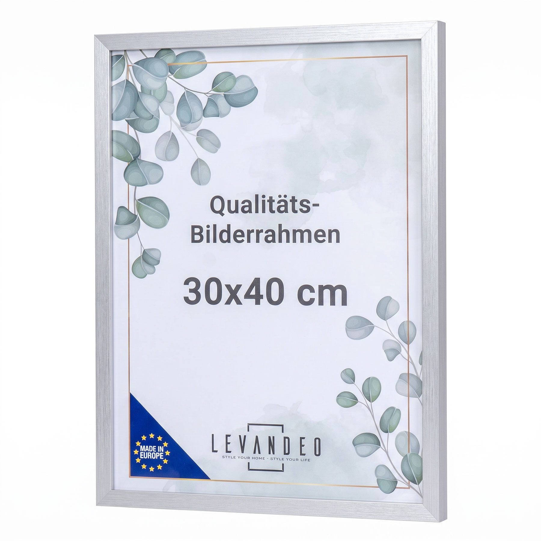 Levandeo® Bilderrahmen, Fotorahmen Silber 30x40 MDF Holz Bilderrahmen Posterrahmen Wanddeko
