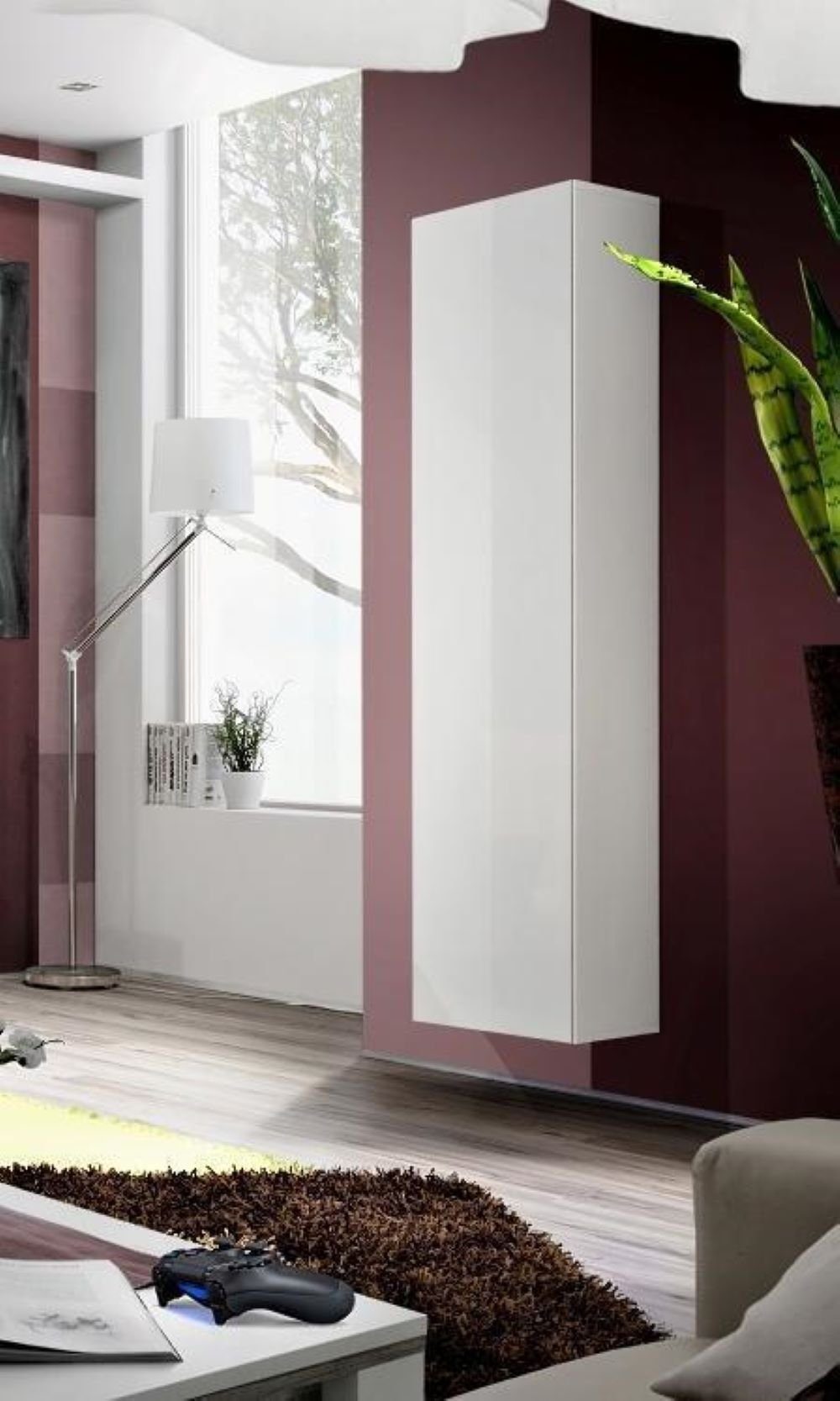 JVmoebel Vitrine Luxus Weiß Hänge Vitrine Holzschrank Design Wohnzimmer Modern Made in Europa