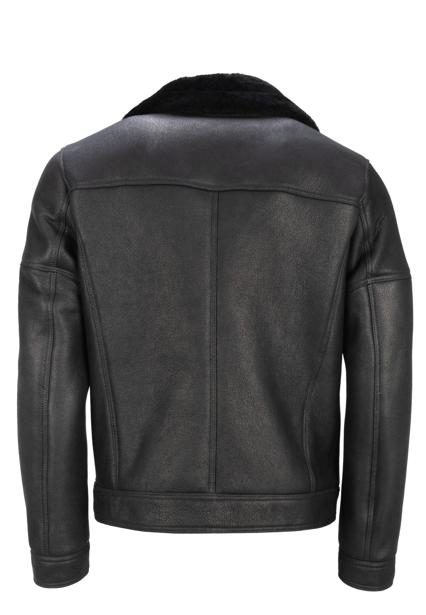 Lolus Lederjacke Edgar Lammfell Herren Lammfelljacke mit hellem und weichem Lammfell