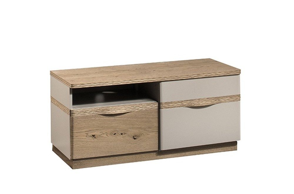 Lowboard TV Rack aus massivem Holz in warmem Braun mit Stauraum