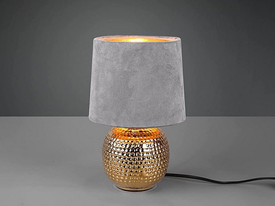 H Tischlampen Lampen Keramik & Stoff 37cm braun Tischleuchte LEGEND mit LED 