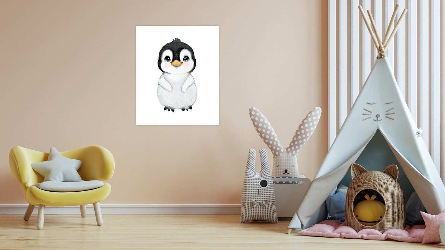 Lüttenhütt Bild mit Rahmen oder Poster, Süßer Pinguin, Fantasy, Pinguine, Tiere (1 St), HD Premium Druck