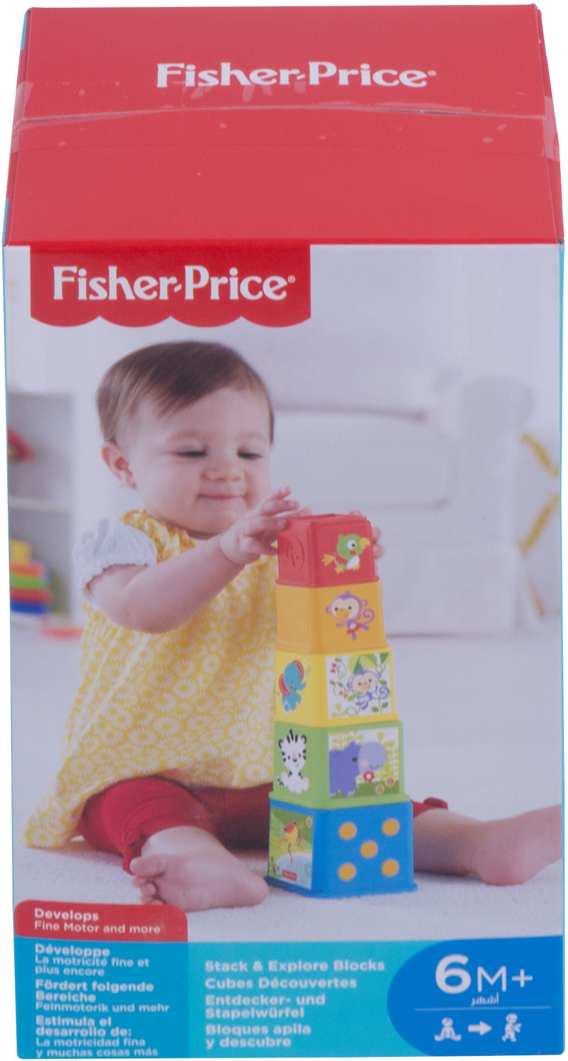 (5-tlg) Fisher-Price® Stapelwürfel, Stapelspielzeug Entdecker- und