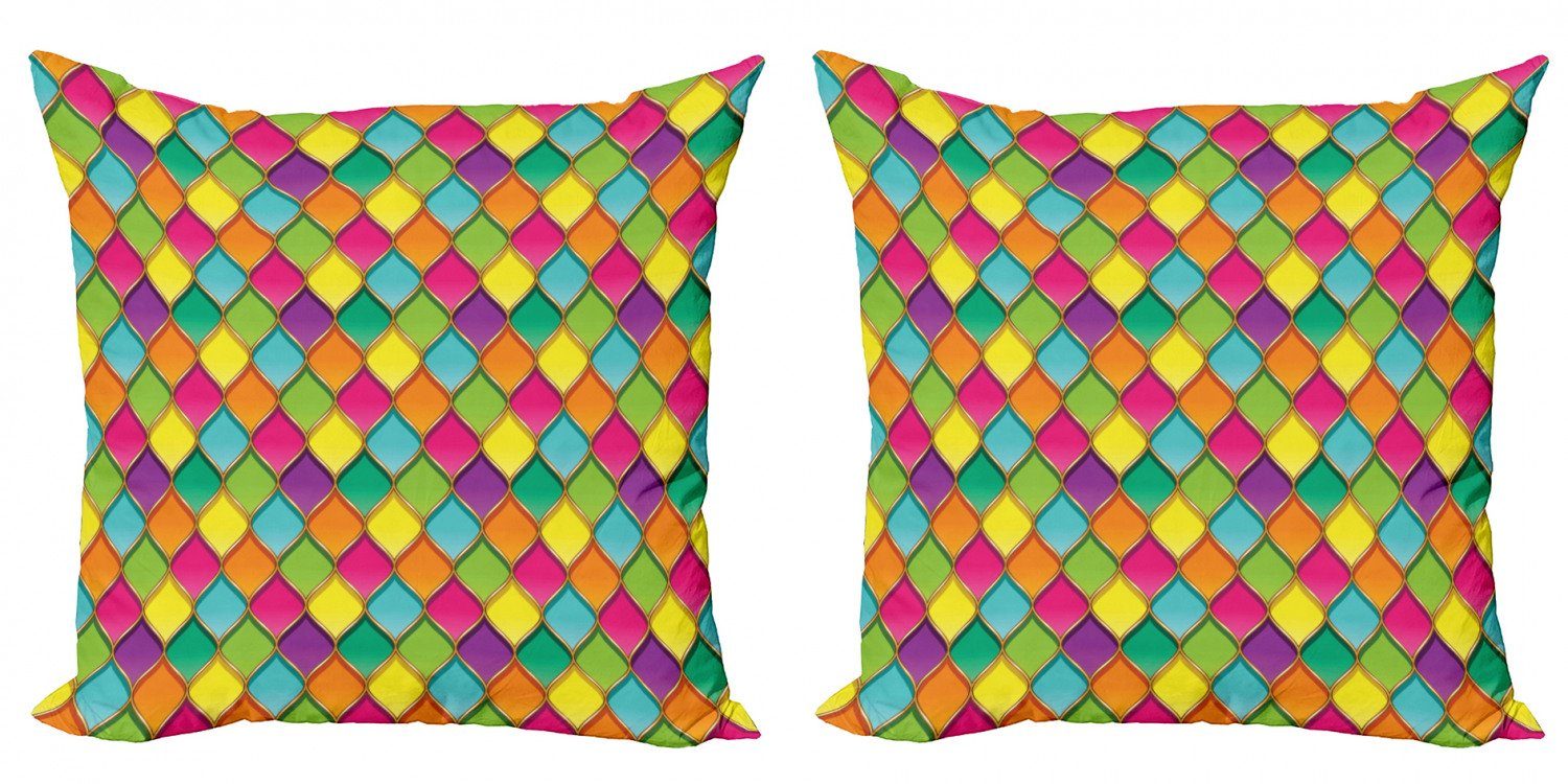 Kurven Digitaldruck, Doppelseitiger Farbige Stück), Geometrisch Vivid Modern (2 Kissenbezüge Abakuhaus Accent