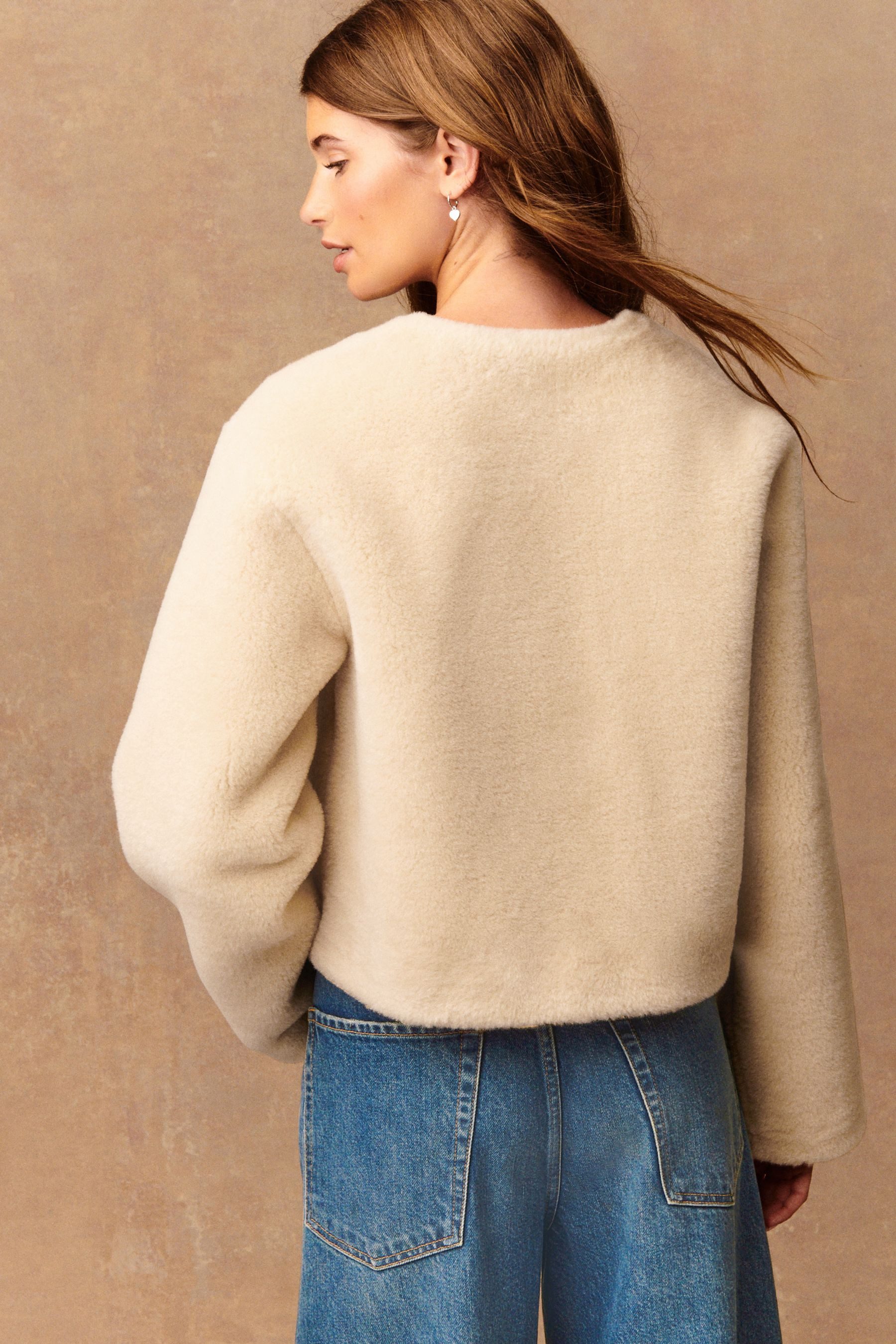 Next Fellimitatjacke Kragenlose Jacke aus Kunstfell günstig online kaufen