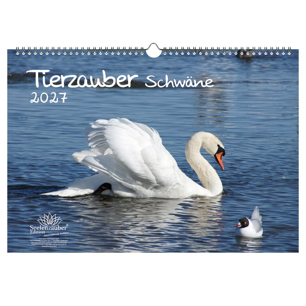 Seelenzauber Wandkalender Tierzauber Schwäne DIN A3 Kalender für 2027 Enten - Seelenzauber