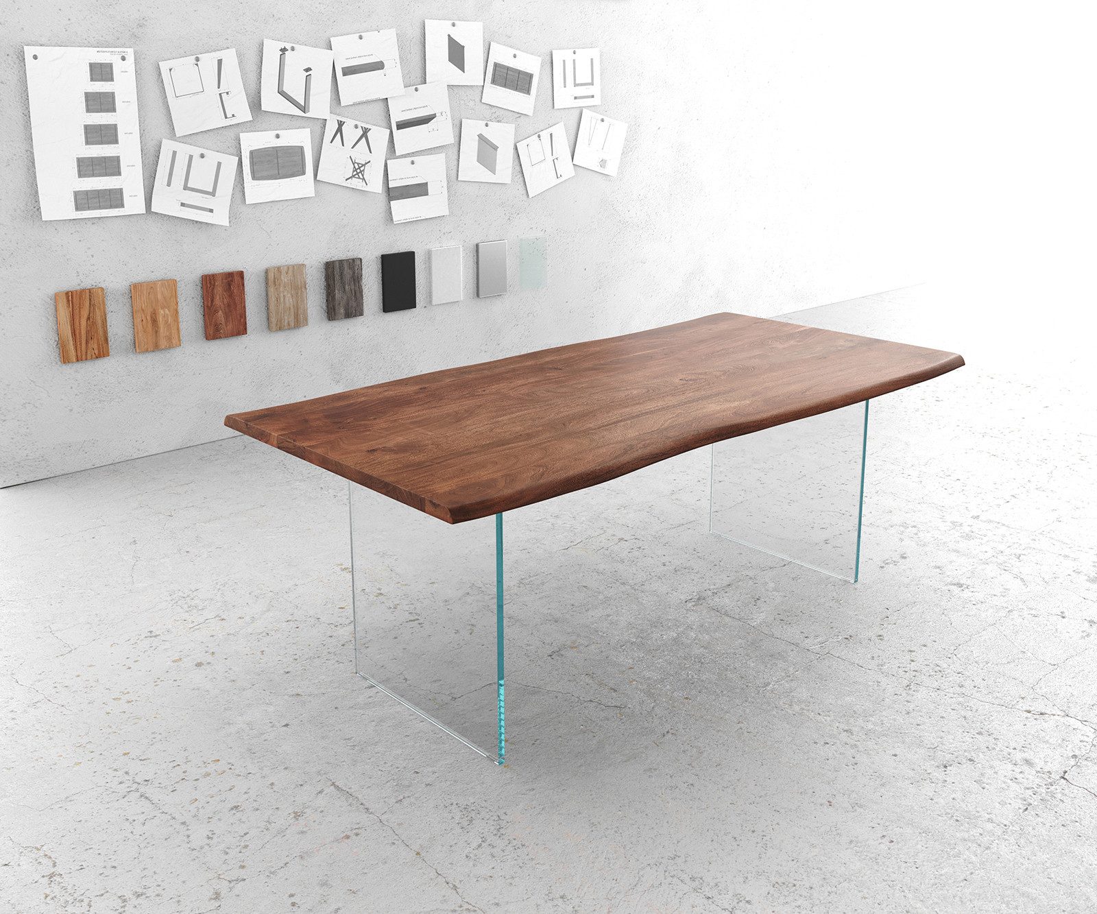 DELIFE Esstisch Edge, Akazie Braun 200x100 günstig online kaufen