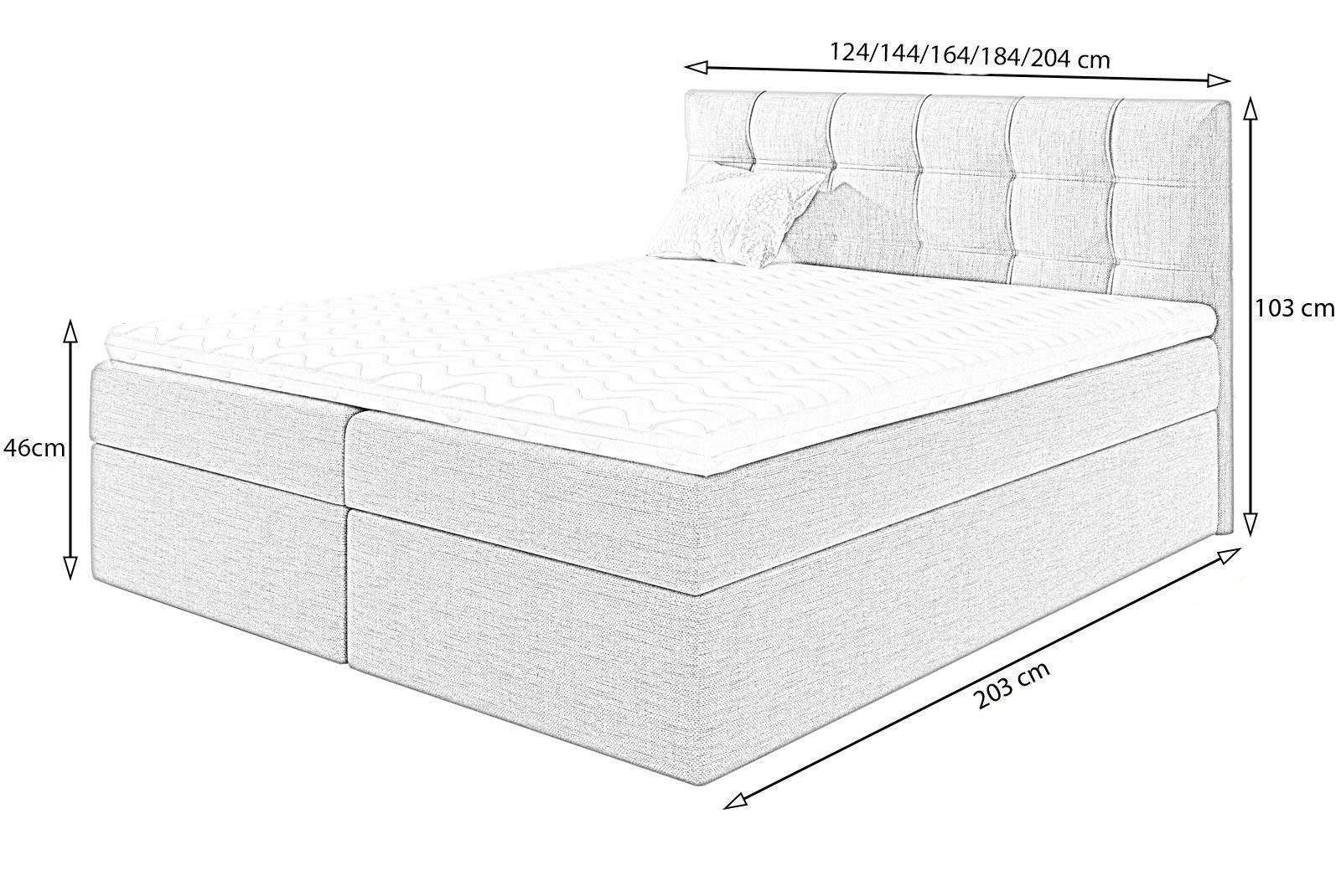 Beautysofa Boxspringbett TOPIQ mit Bettkasten (Bett für Schlafzimmer), mit 2x Bettkästen, Federkernmatratze