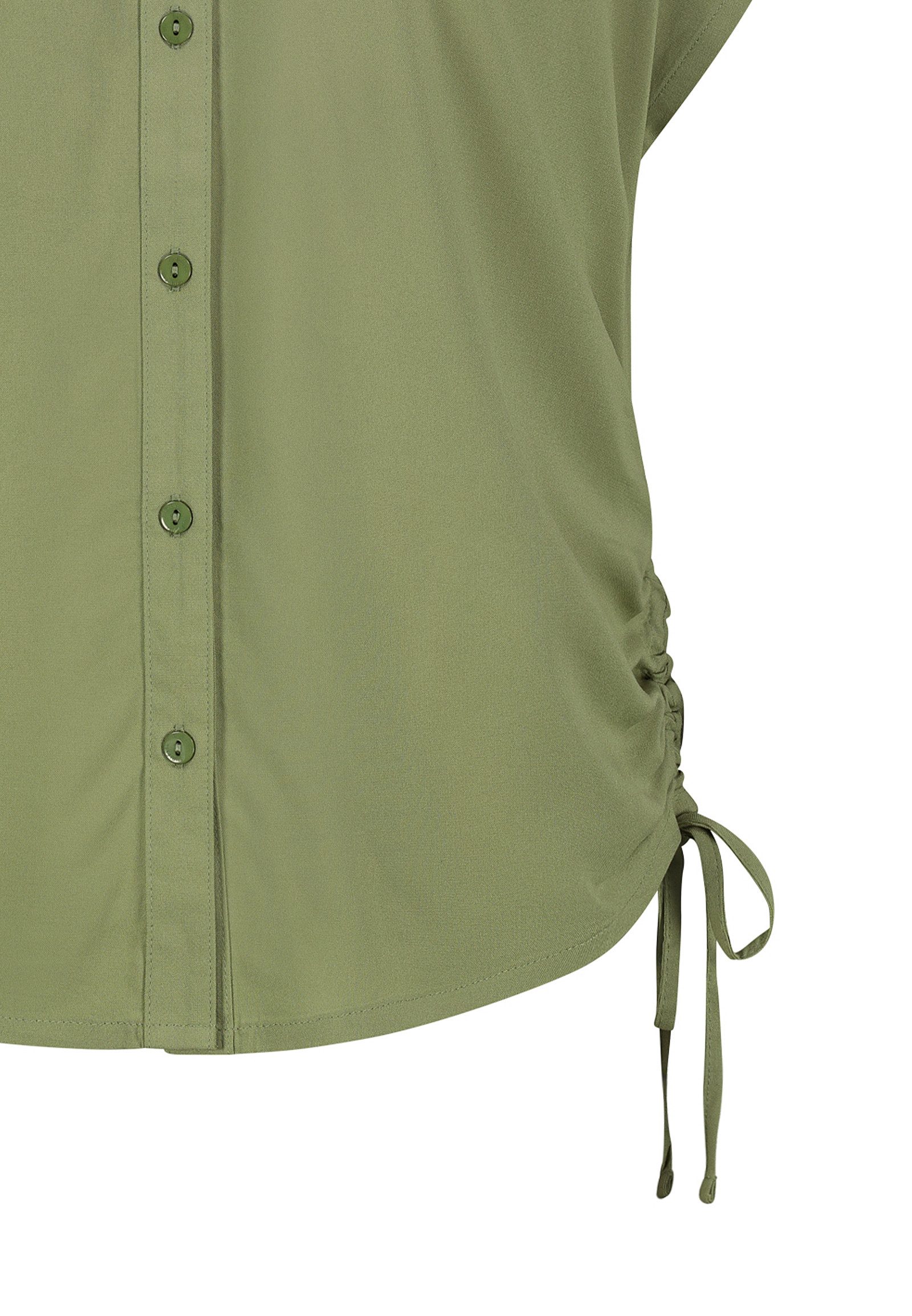 SUBLEVEL Blusenshirt Kurzärmeliges Hemd mit Kragen und Seitenschnürung für LENZING™ ECOVERO™ nachhaltig Regular Fit Knopfleiste Kurzarm