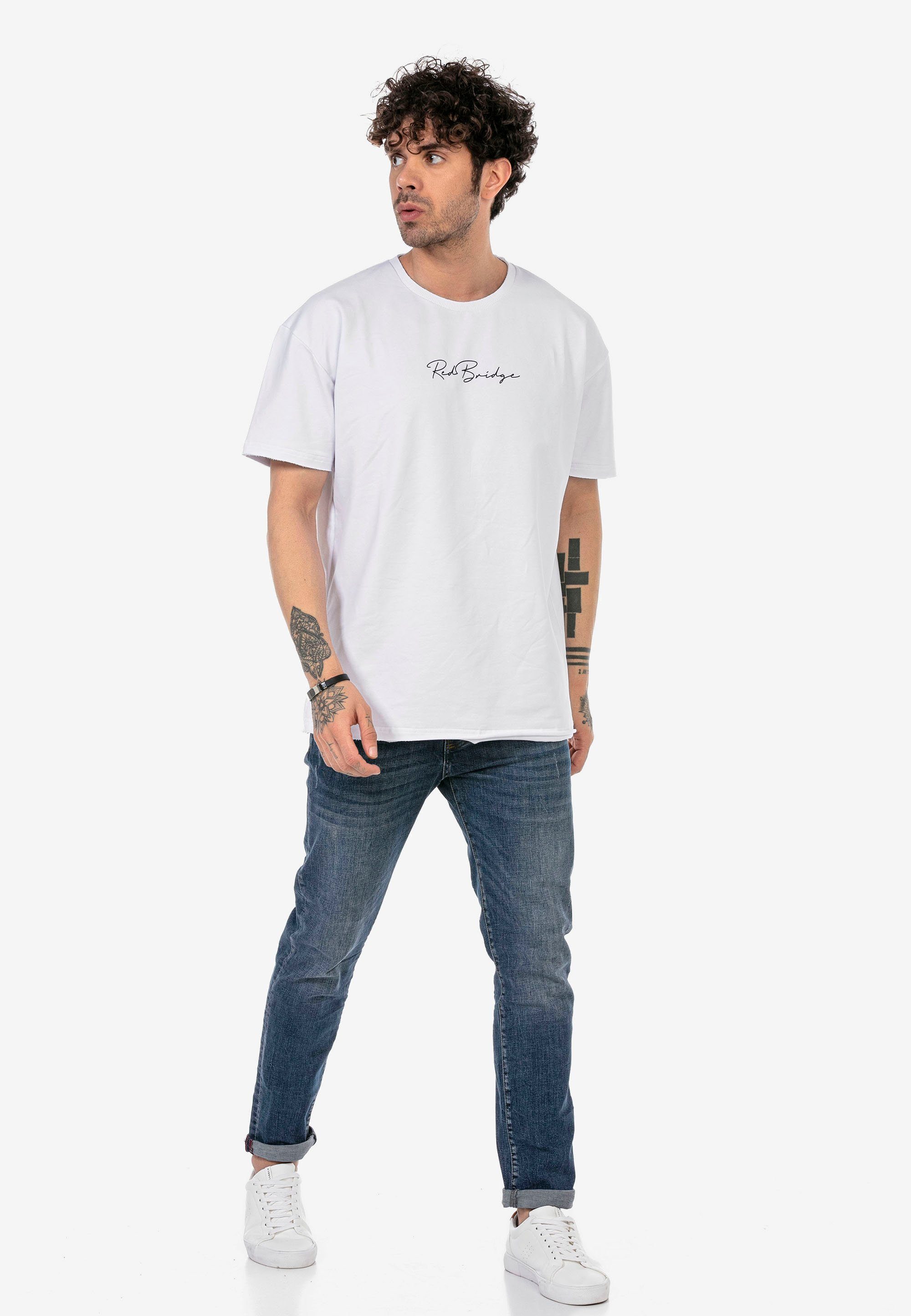 Marken-Schriftzug Syracuse T-Shirt RedBridge modischem mit weiß