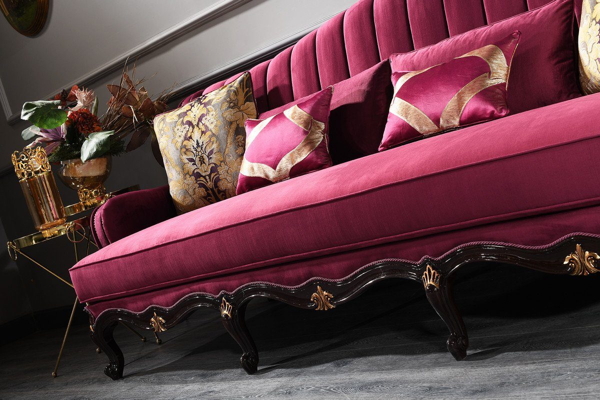 Luxus Casa Prunkvolles Schwarz 242 Gold / 90 / Barock H. Sofa Lila - Sofa Wohnzimmer - Sofa x cm x Padrino Barockmöbel 103