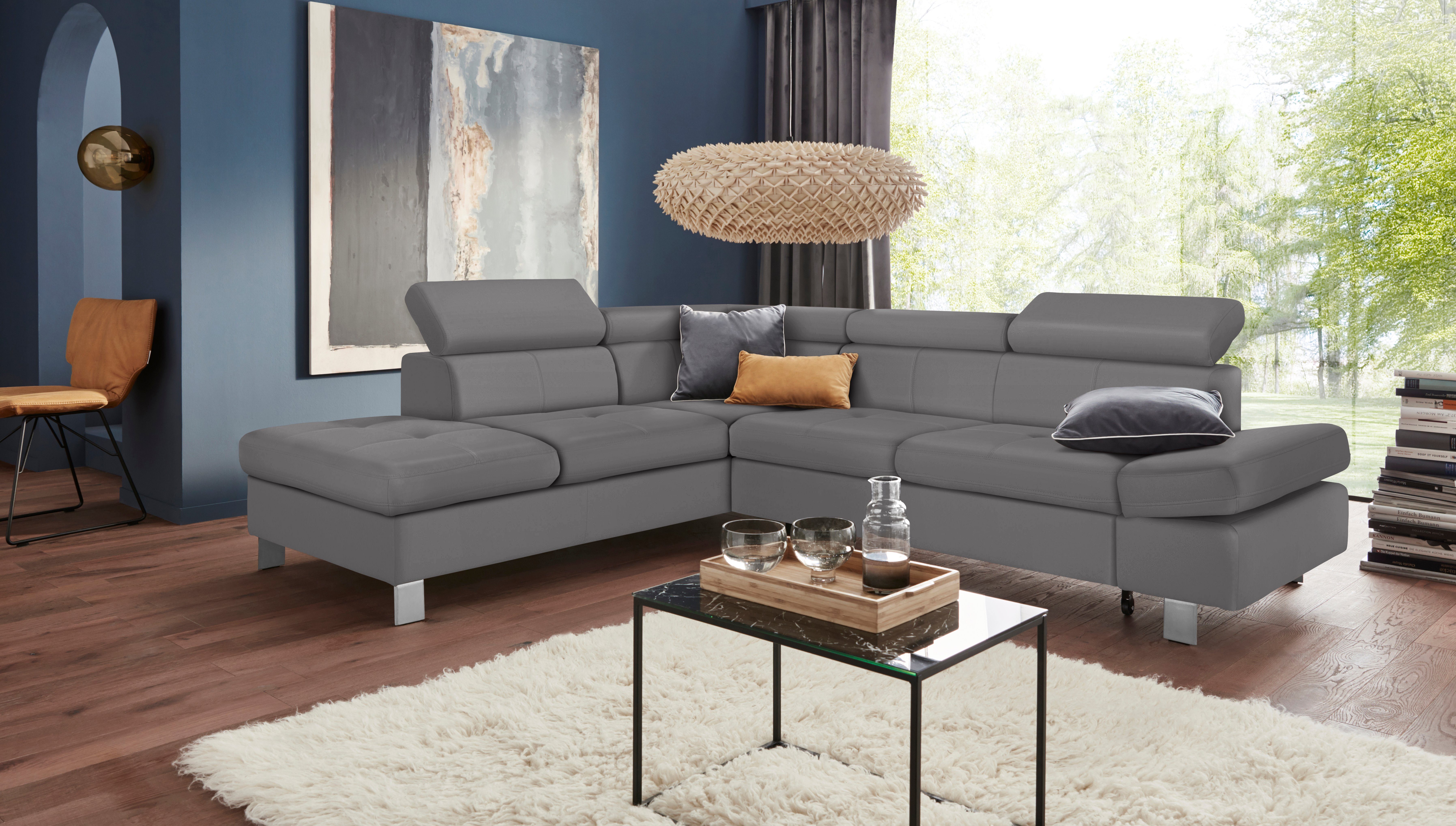 exxpo - sofa fashion Ecksofa Fiji, bequem, inkl. Arm- & Kopfteilverstellung, Breite 272cm, L-Form, mit Kopf- bzw. Rückenverstellung, wahlweise mit Bettfunktion