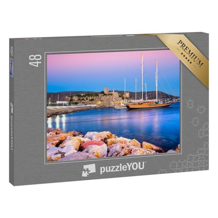 puzzleYOU Puzzle Burg Bodrum und Marina bei Sonnenuntergang Türkei 48 Puzzleteile puzzleYOU-Kollektionen