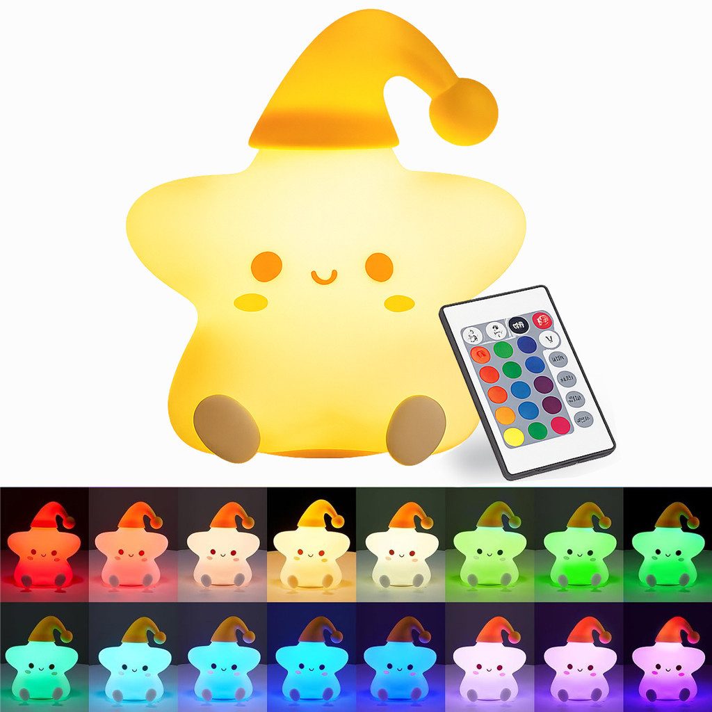 Xruiy LED Nachtlicht Tier Nachtlicht, Nachtlicht süße Tiere Silikon, 16 Farben & 5 Helligkeiten, USB Wiederaufladbar, Baby Tischlampe für Kinderzimmer Babyzimmer Deko