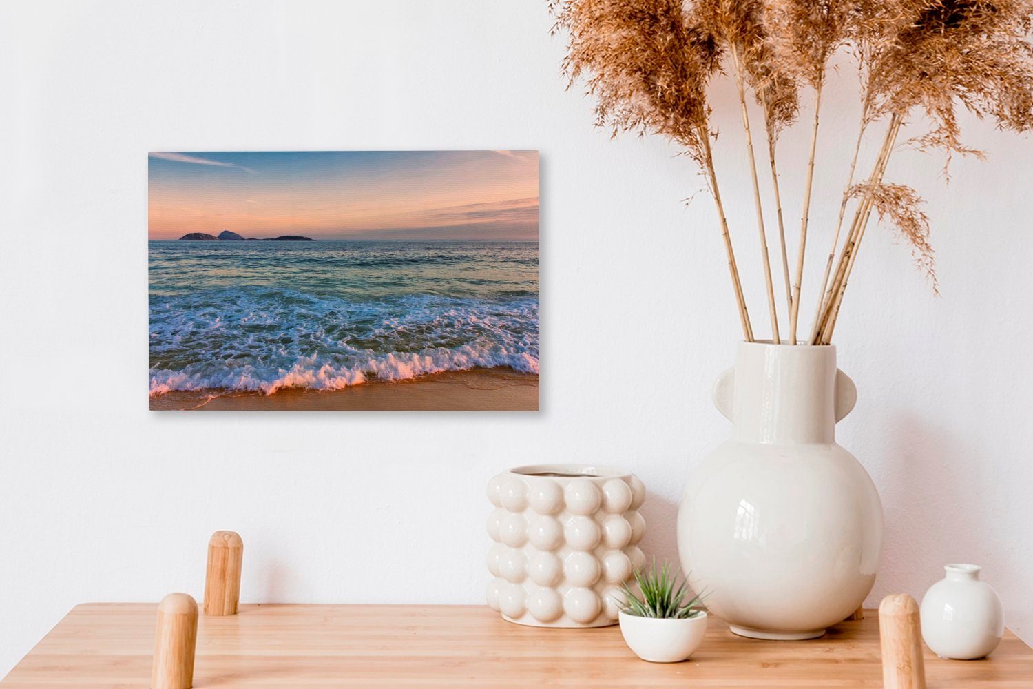 das cm vom Brasilien, Meer Wandbild 30x20 (1 Leinwandbild Strand St), OneMillionCanvasses® Ipanema Leinwandbilder, in Aufhängefertig, Wanddeko, Blick auf von