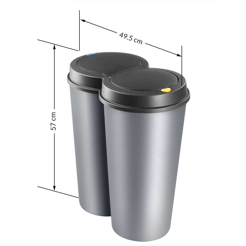 ELPHECO Schmales Mülleimer-Set Mit Versteckter WC-Bürste – Grau, 2,5 Gallonen, Motion Sensor