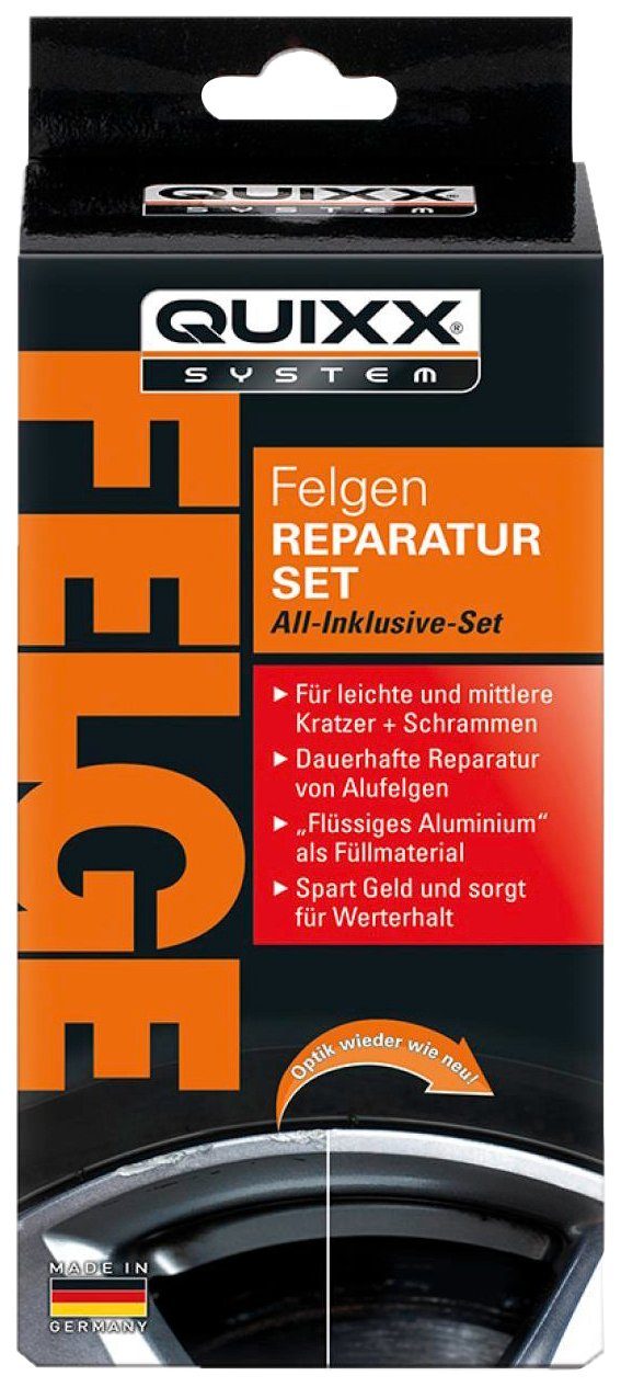 QUIXX Reparatur-Set Felgen, für Kratzer und Schrammen in Alu-Felgen, schwarzer Felgen-Lack