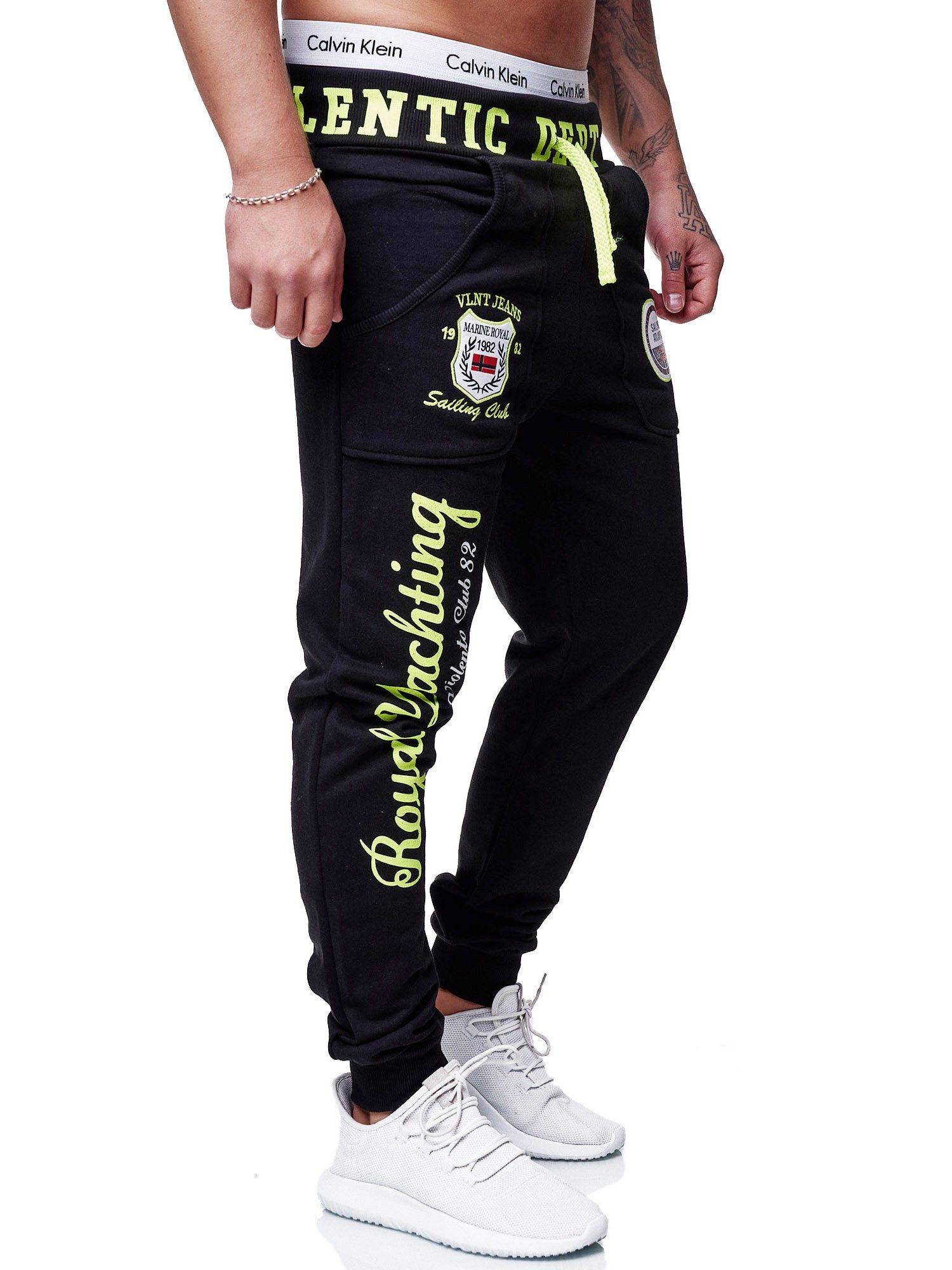 Casual Fitness (Sporthose JG-601C OneRedox 1-tlg) Sweatpants, Trainingshose Jogginghose Freizeit Schwarz-gelb