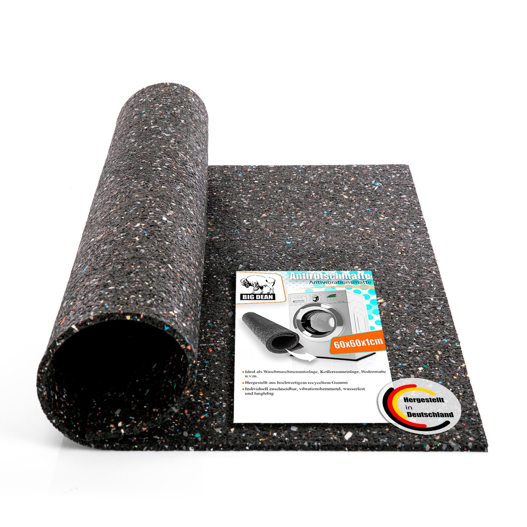 BigDean Gummimatte Antivibrationsmatte – Gummigranulat-Unterlage 60x60cm, Stück, 1-St., Gummimatte, Antivibration, schalldämmend, rutschfest und wasserfest