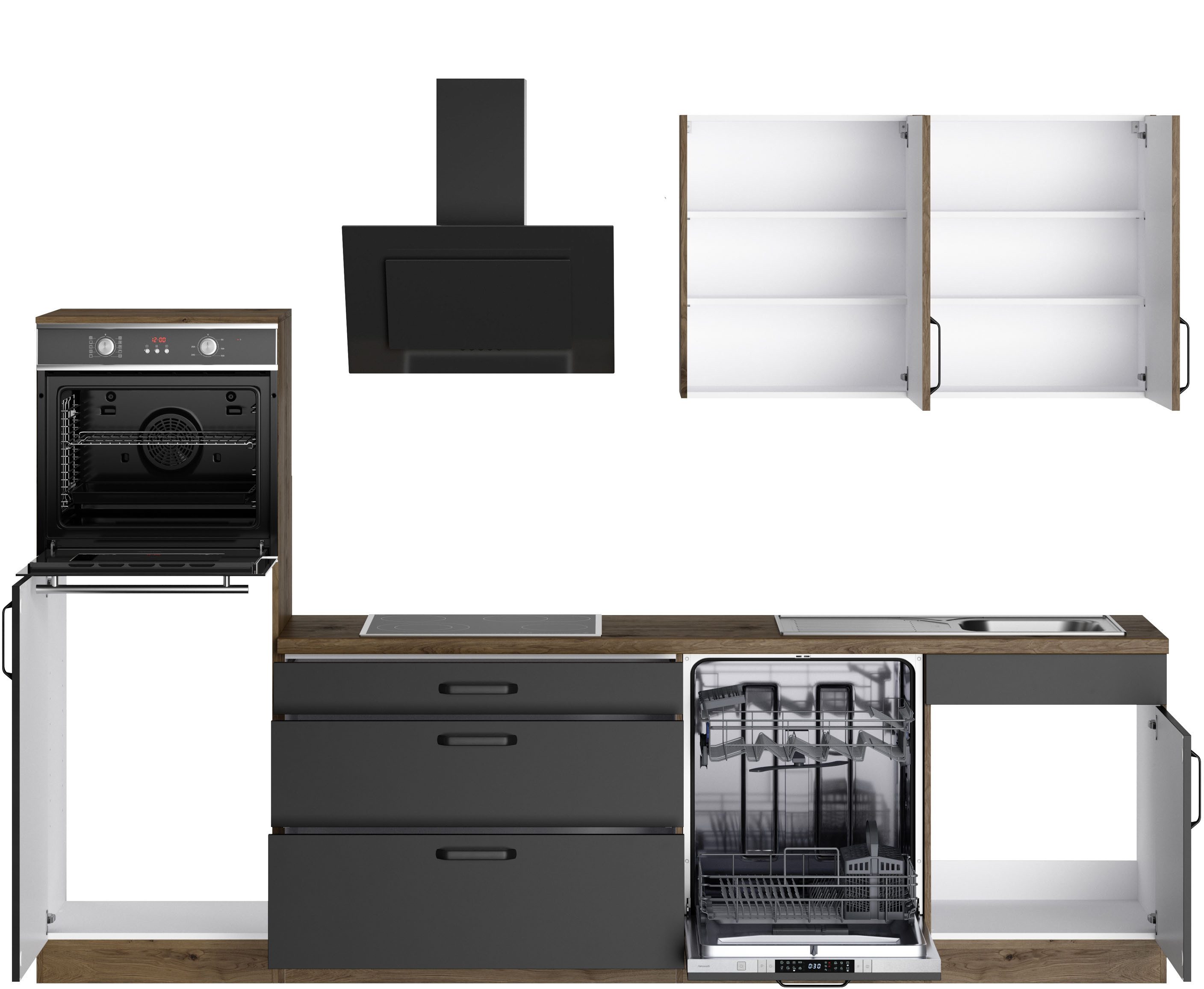 wiho Küchen Küchenzeile Elba, TOPSELLER, wahlweise mit Hanseatic E-Geräten, Breite 280 cm