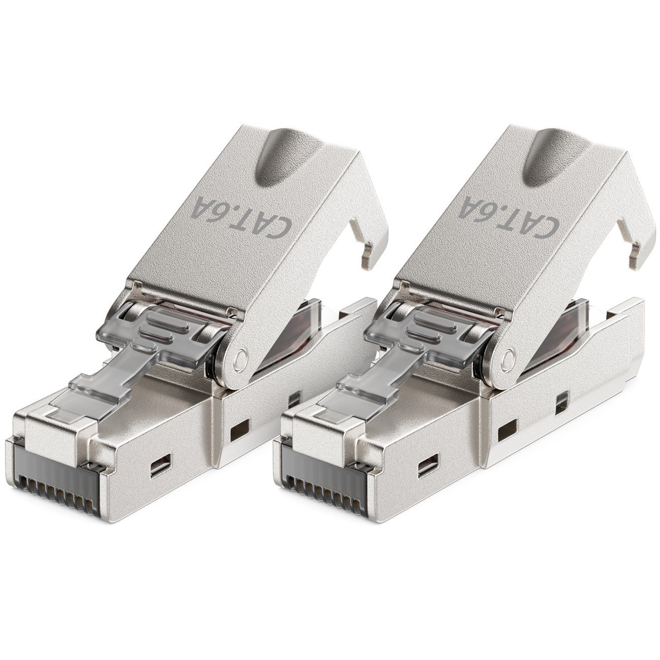 deleyCON deleyCON 2x CAT6a Werkzeugloser RJ45 Netzwerkstecker 10Gbit/s Stecker Netzwerk-Adapter