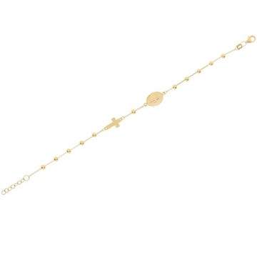 Stella-Jewellery Goldarmband 585er Gold Armband Rosenkranz Kreuz Mutter Maria (inkl. Etui, 1-tlg), Armkette, Goldarmband