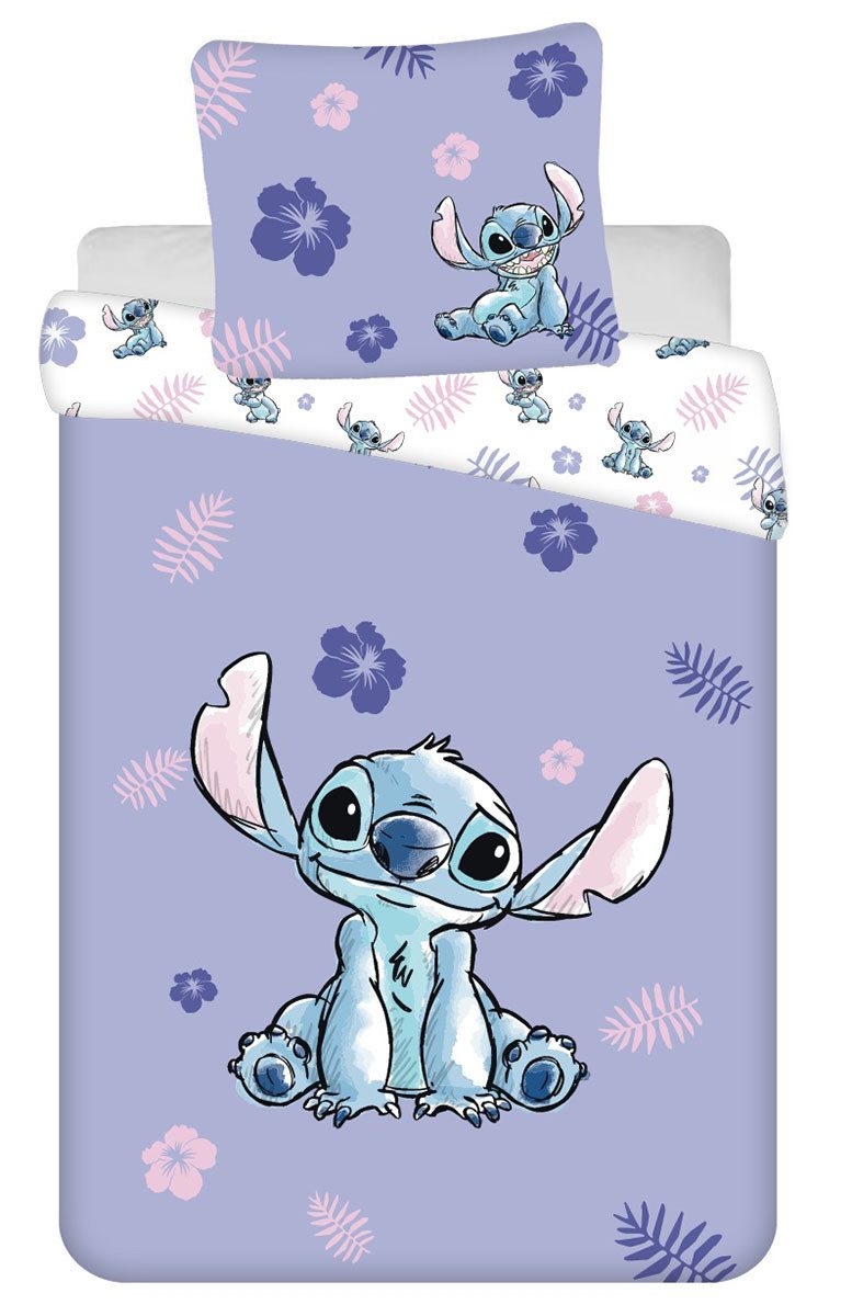 Disney Kinderbettwäsche Disney Lilo und Stitch Bettwäsche Stitch Blumen 160 x 200 cm, Renforcé, 2 teilig