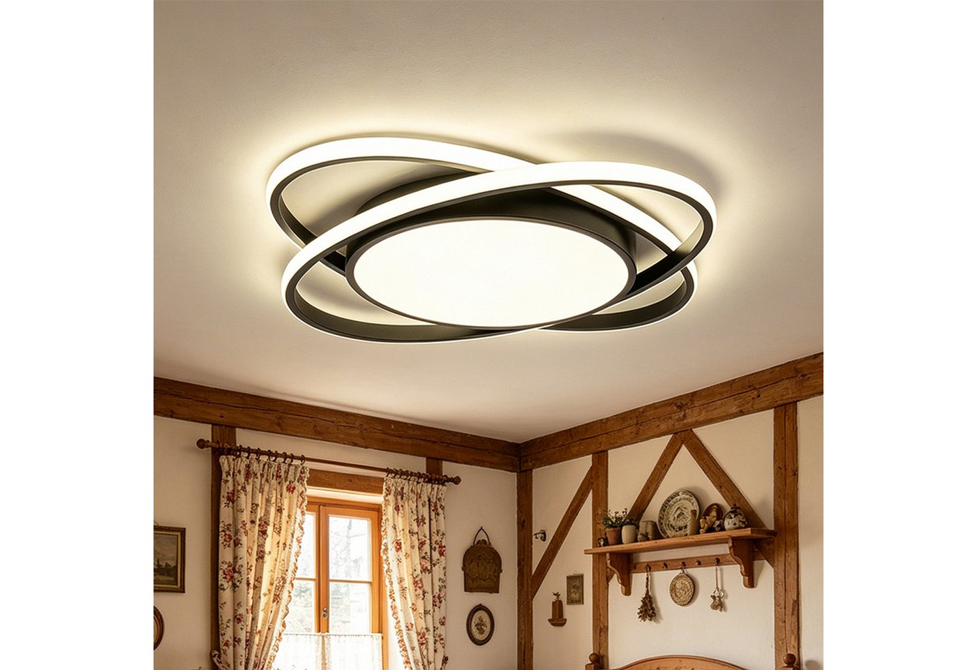 OYLCDI Deckenleuchten LED Deckenlampe Ø40cm,Dimmbar mit Fernbedienung für Wohnzimmer, LED fest integriert, 62W 3000-6500k, Modern Runde Wohnzimmer Schlafzimmer Arbeitszimmer Esszimmer Dekoration Lampen, Mit Speicherfunktion.Lichtfarbe- und Helligkeit eins