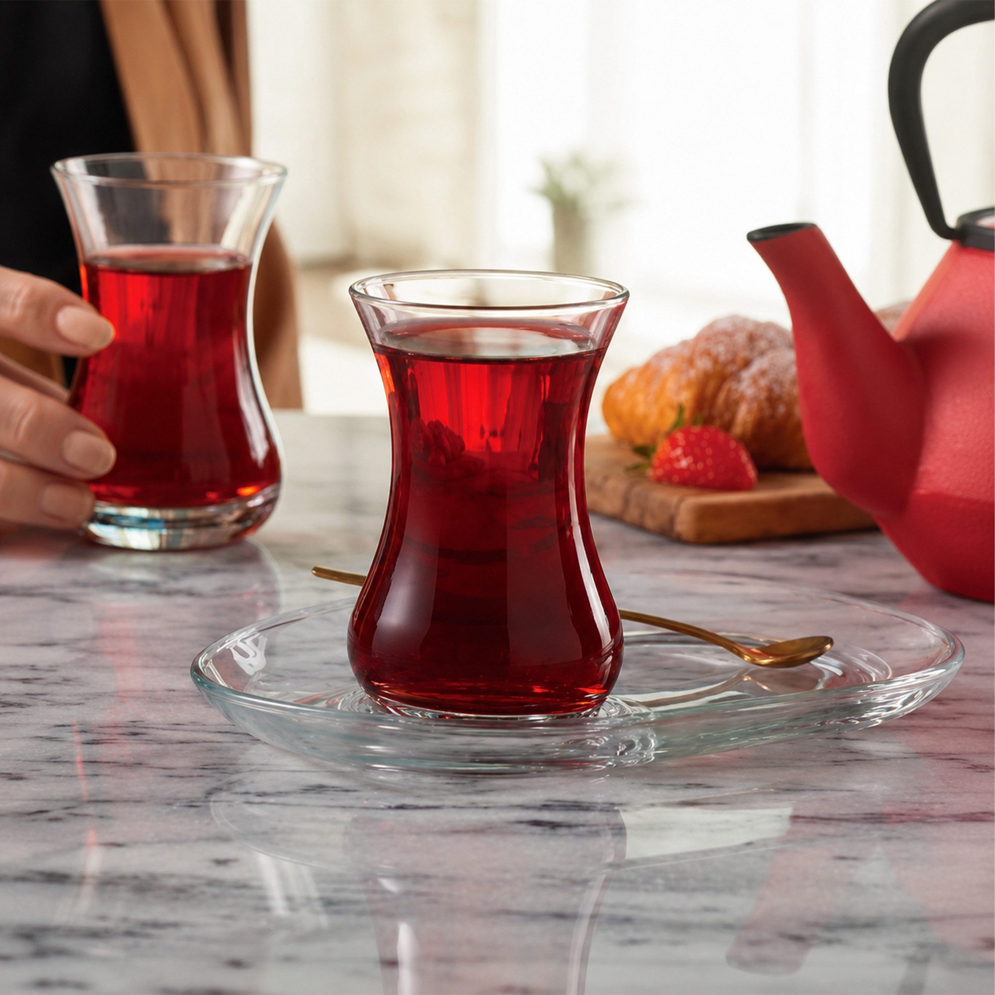 Pasabahce Gläser-Set Incebelli Teegläser-Set, 4-tlg., Glas, Dünnwandiges, elegantes Glas