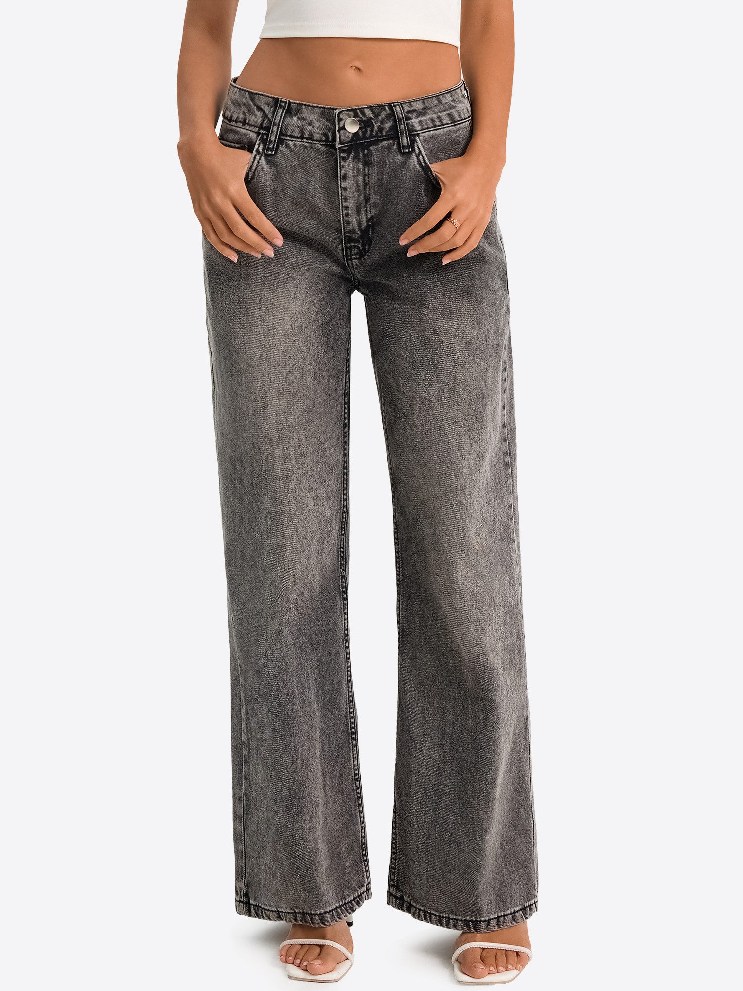 Gerade Jeans Damen Straight Fit Jeans im Five-Pocket Style