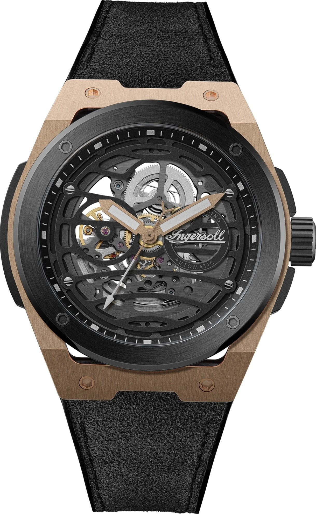 Quarzuhr Ingersoll Herrenuhr Alcantara schwarz