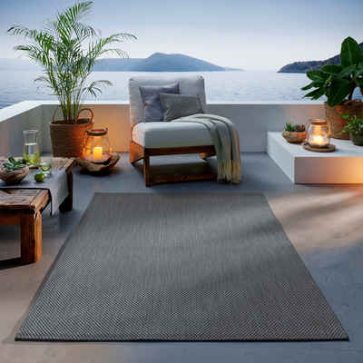 Teppich Outdoor & Indoor Teppich, TaCa Home, rechteckig, Höhe: 7 mm, Terrasse Balkon Garten Wohnzimmer Bad Küche, Anthrazit - 80 x 150 cm