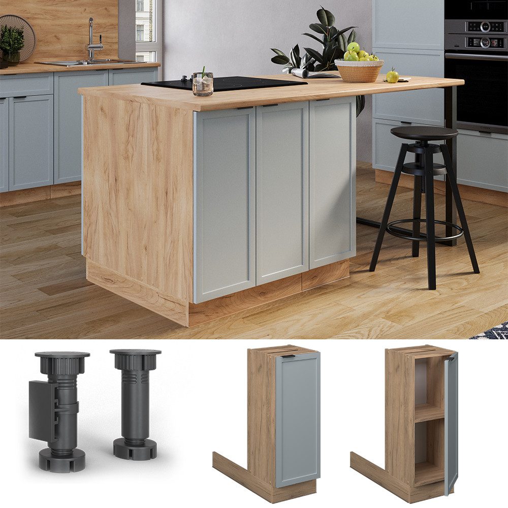 Vicco Unterschrank Fame-Line, Hellblau-grau/Goldkraft Eiche, 30 günstig online kaufen