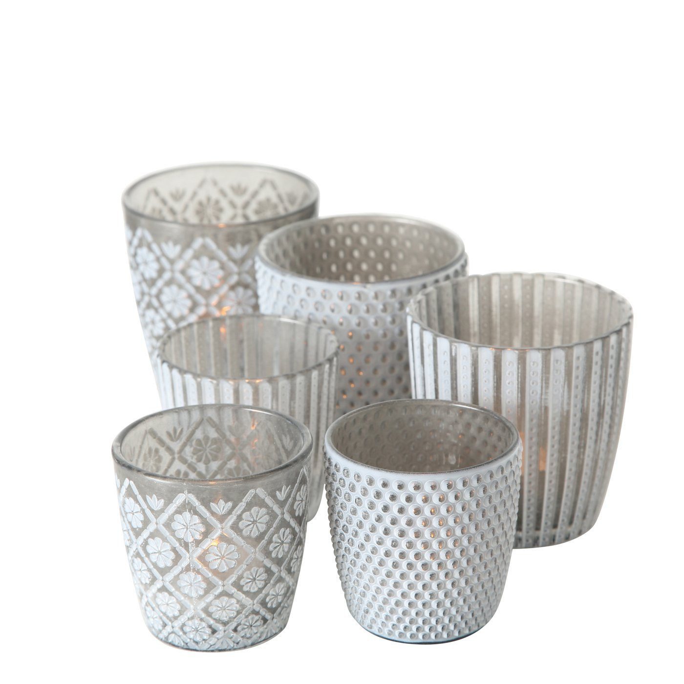 BOLTZE Windlicht Kerzenhalter Windlicht Patty grau, günstig online kaufen