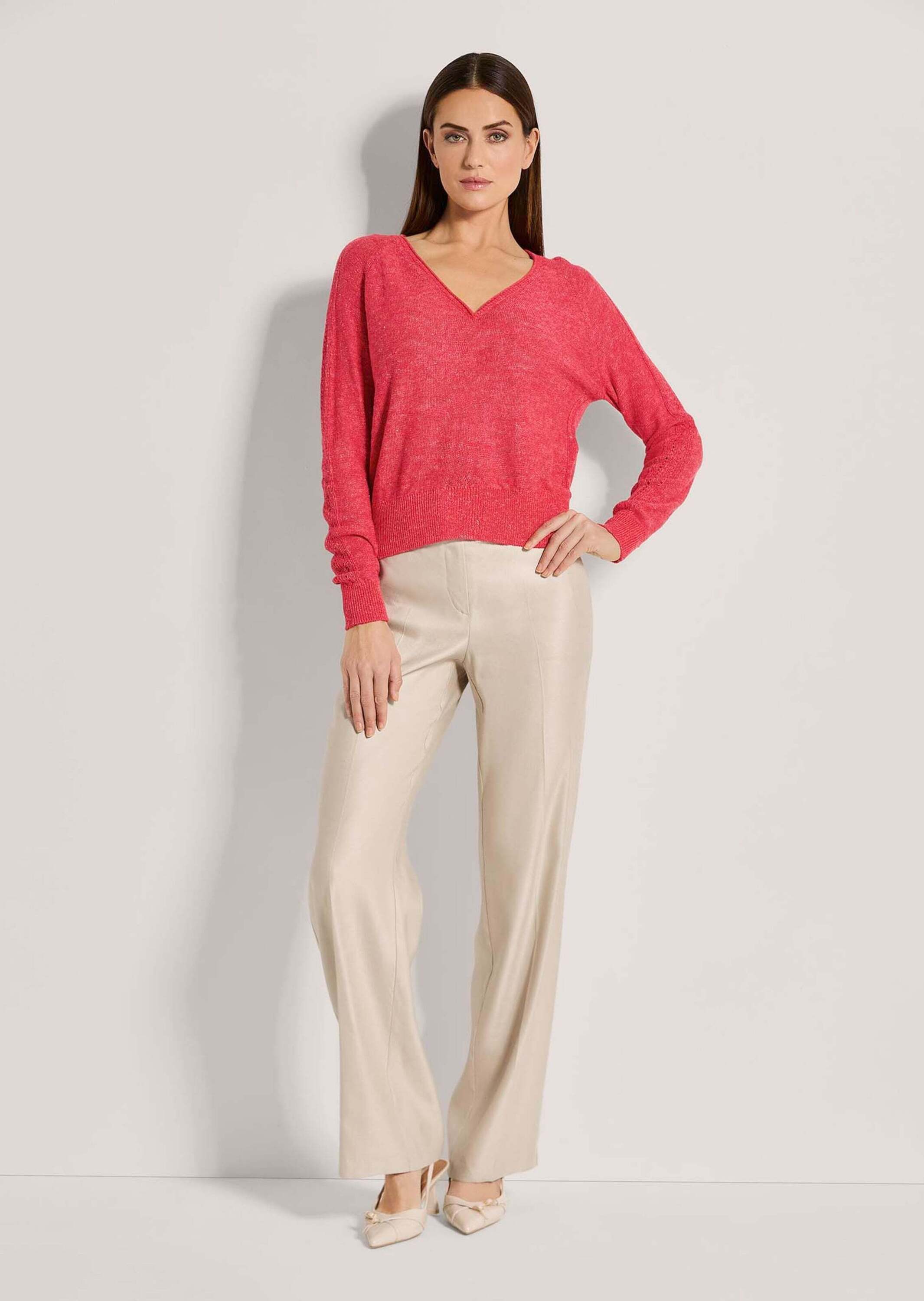 MADELEINE Strickpullover V-Pullover mit Pointelle-Muster günstig online kaufen