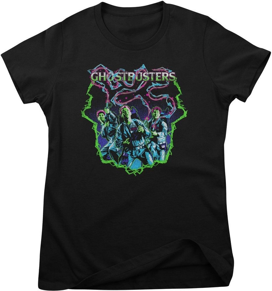 Ghostbusters T-Shirt Ghostbusters Neon Lightning Squad Girly Tee