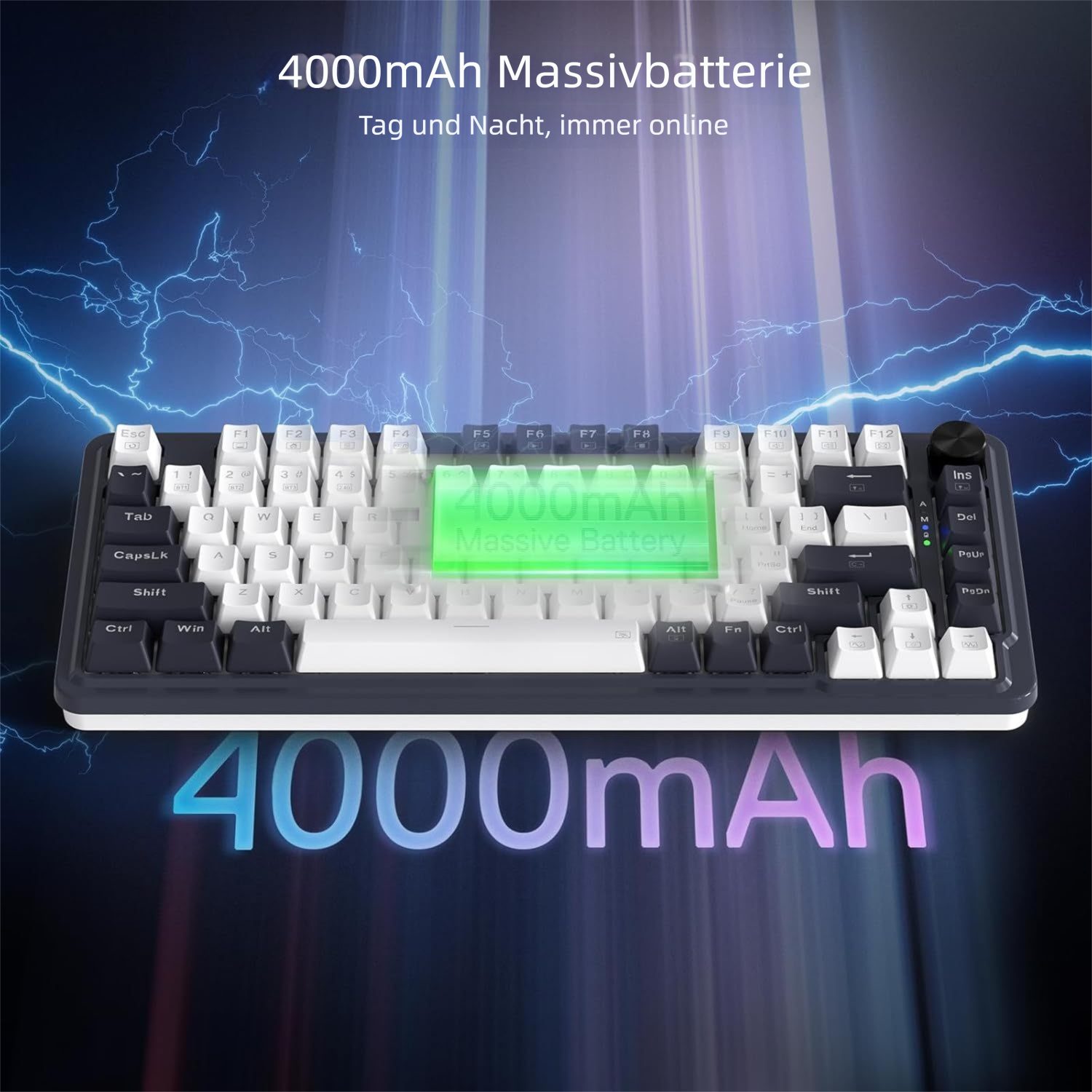 Redragon K673 PRO 75% Wireless Gasket RGB, 2,4 GHz/BT/kabelgebunden Gaming-Tastatur (3-Modus 81 Tasten Mechanische Tastatur mit Hot-Swap, rote Schalter) – Bild 2 von 5