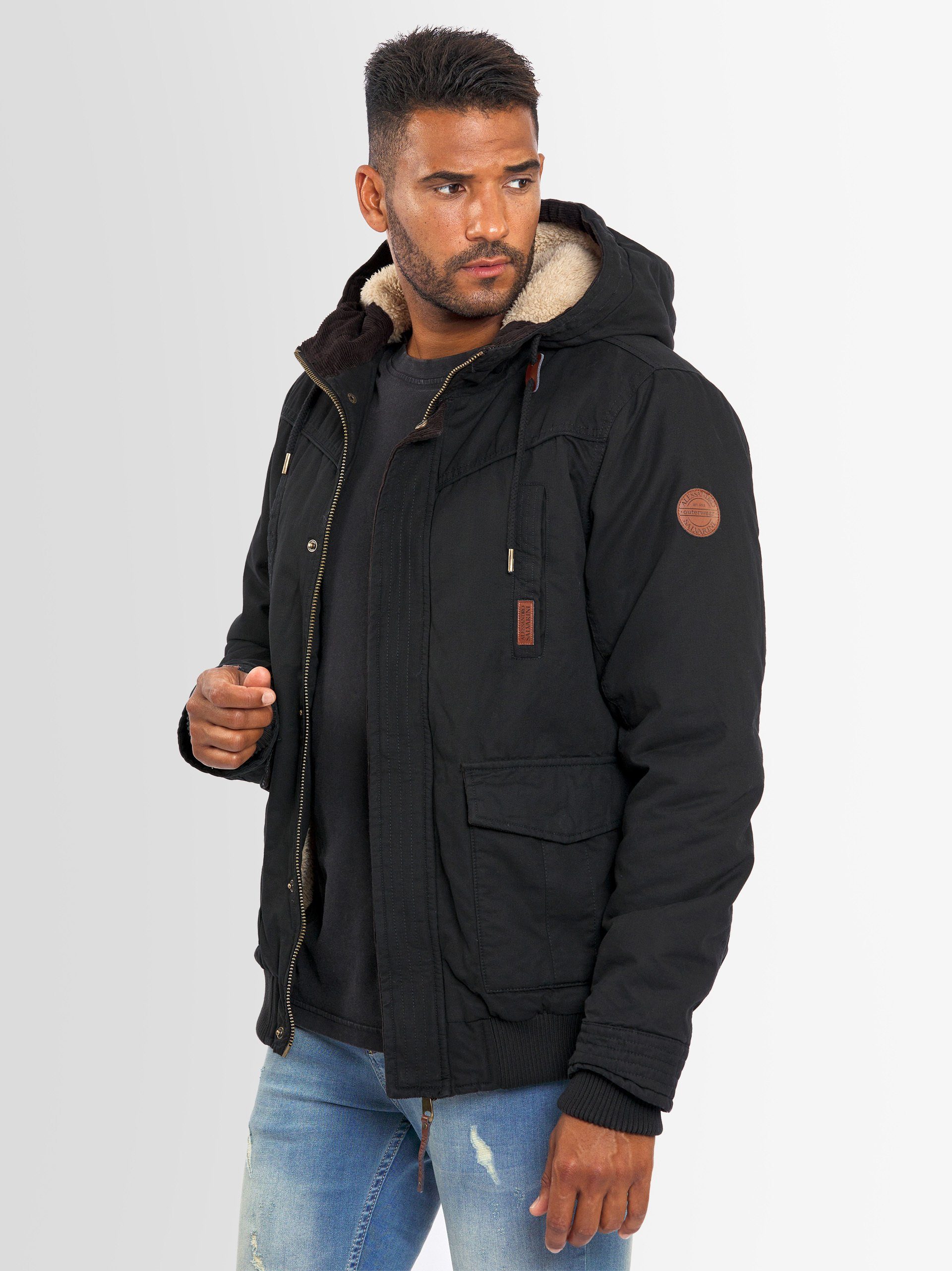 Winterjacke Salvarini mit Teddyfell ASRigio warmem Schwarz Alessandro