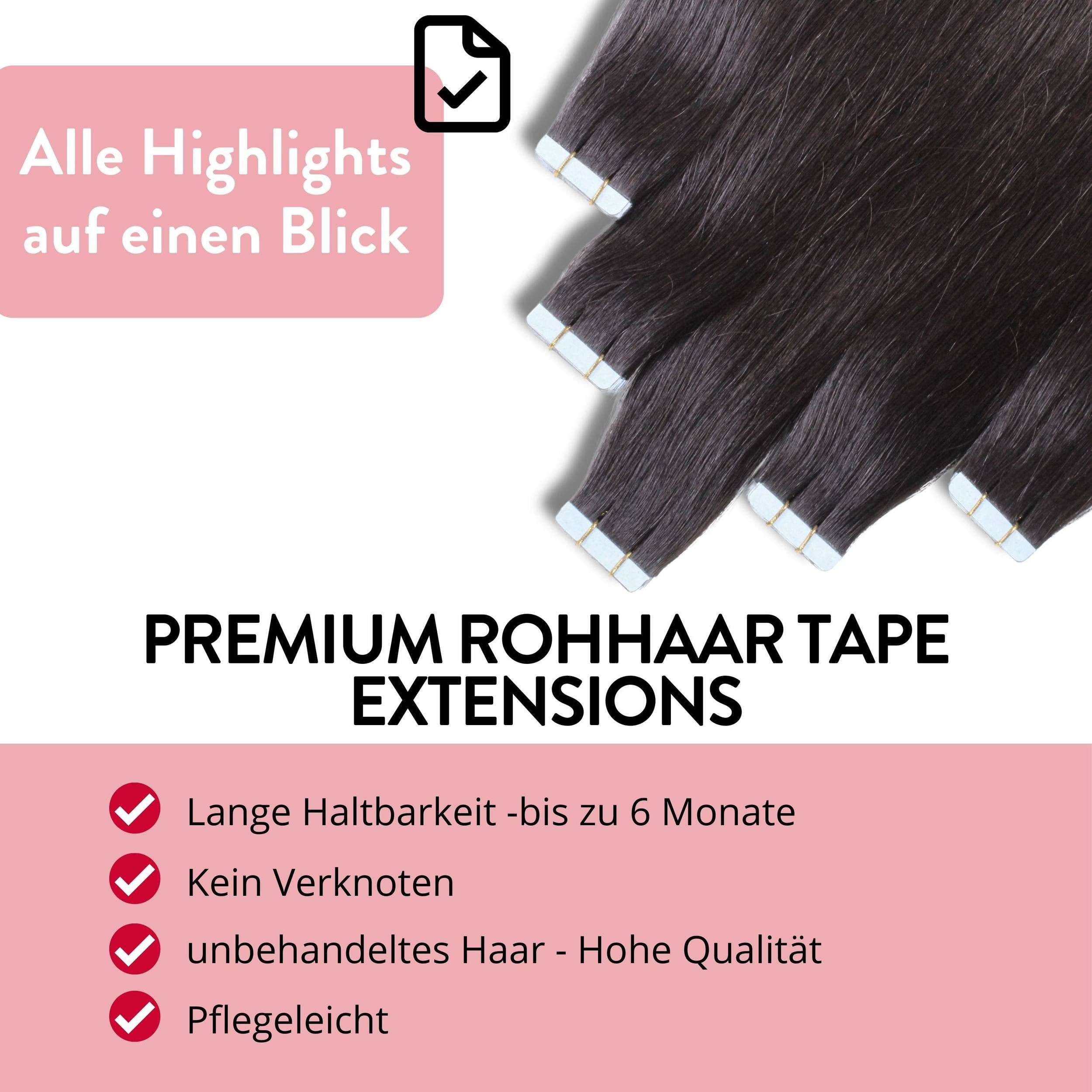 hair2heart Echthaar-Extension Premium Rohhaar Tape Extensions 40cm
